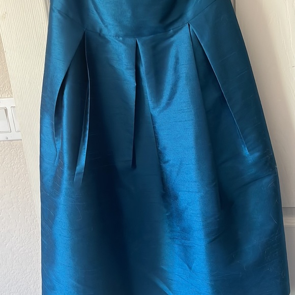 Alfred sung teal peacock cocktail party strapless prom dress w/pocket Size10 New - Picture 3 of 6